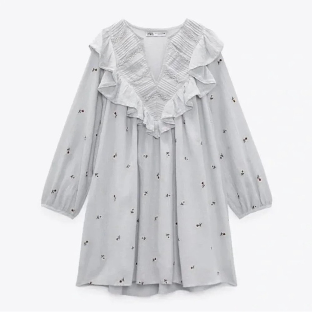 Floral Ruffle V-Neck Dress - Picture 2 of 6
